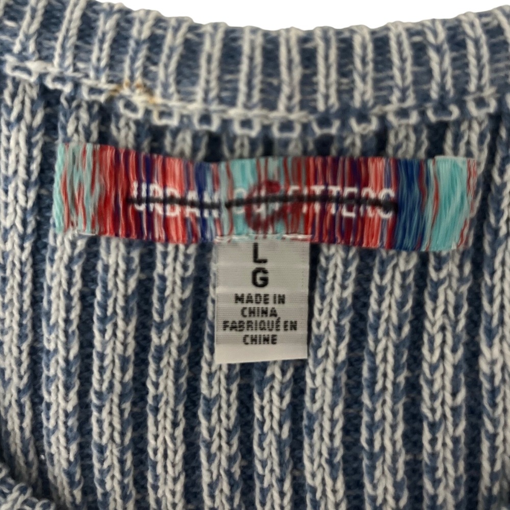 Urban Outfitters Y2K Blue White Ribbed Knit Sleeveless Bodycon Midi‎ Dress Large - Picture 4 of 15